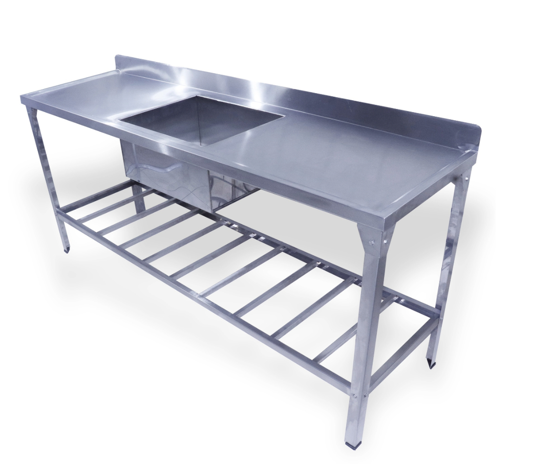 Mesa Pia 190 x 55 com 1 Cuba Linha Leve Total Inox 430 Innal