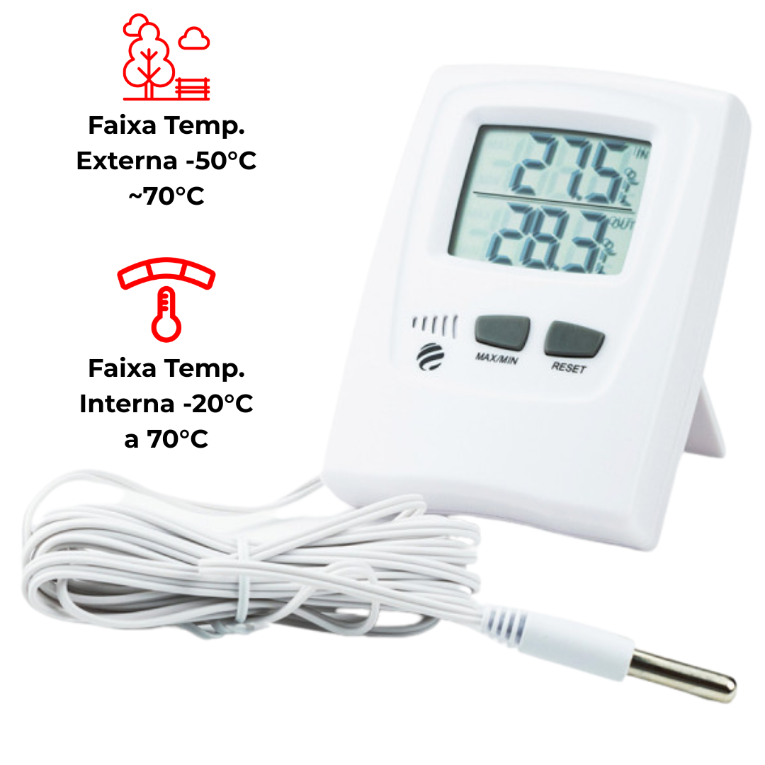Termômetro Máxima e Mínima Interna -20+70°C Digital Incoterm