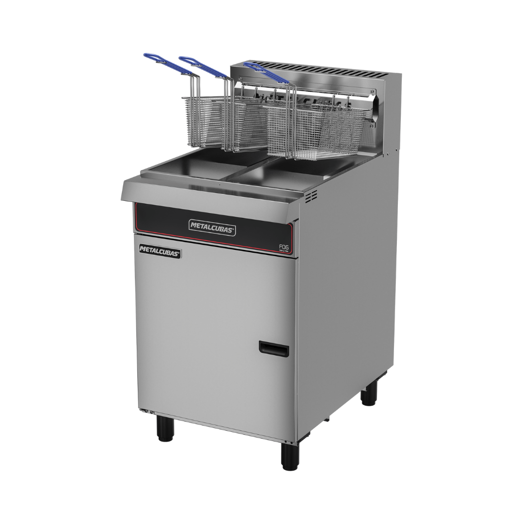 Fritadeira a Gás Industrial 45 Litros Zona Fria de Óleo FOG 3C Duplo PRM 220v Metalcubas