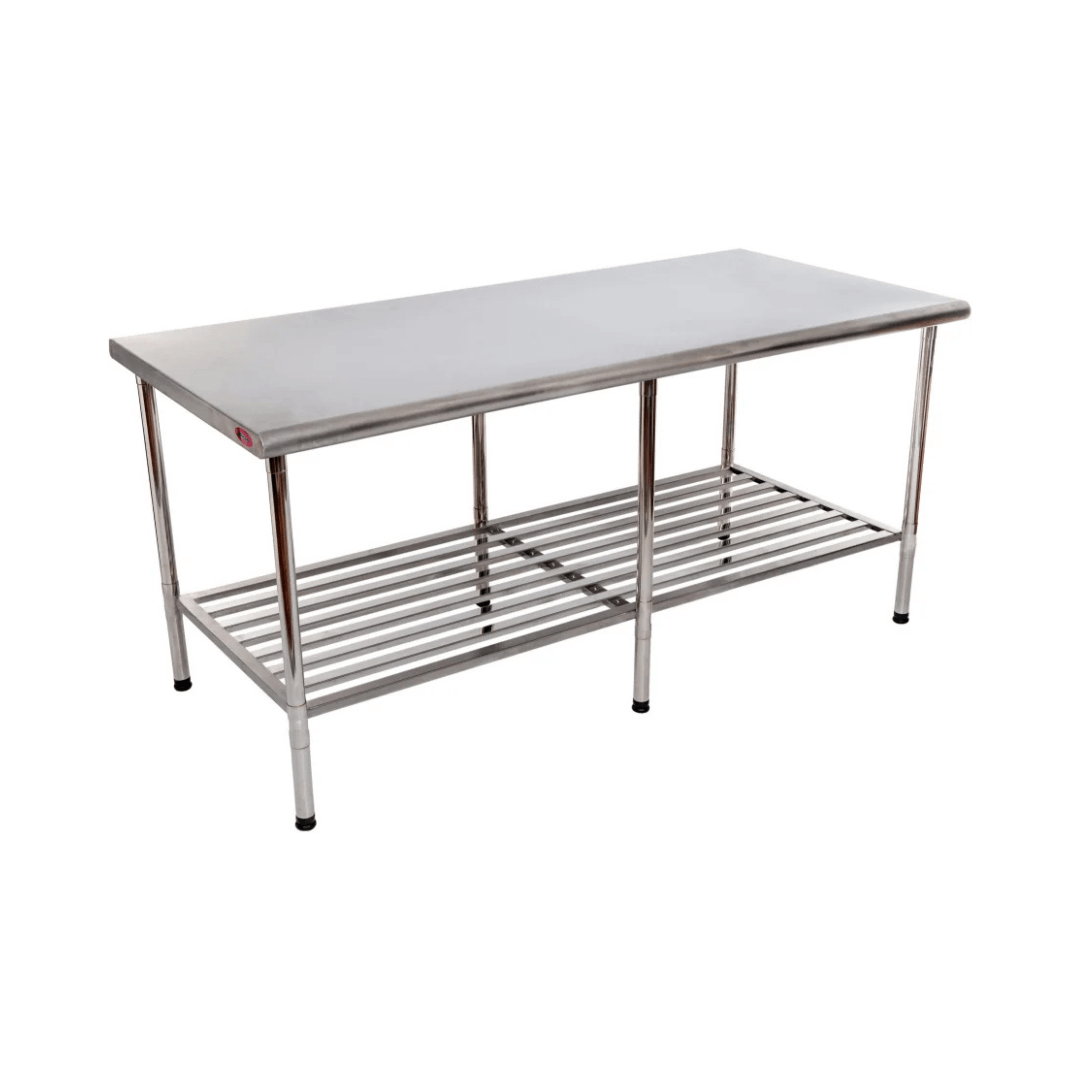 Mesa de Trabalho 190 x 90 Inox 430 com Grade Inferior 6 Pés Desmontável Imeca