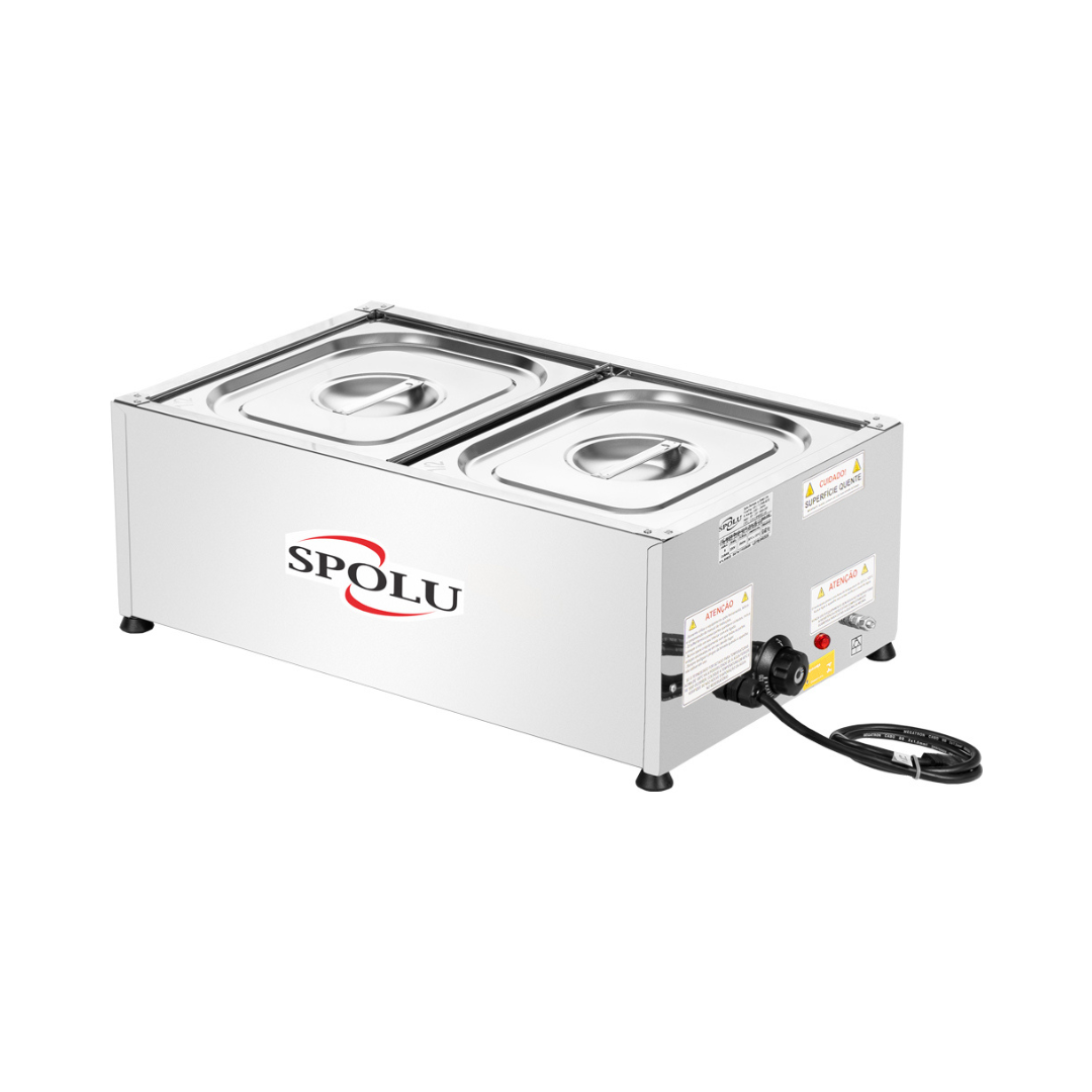 Rechaud Retangular Térmico em Inox 2 Cubas SPL-518 220v Spolu