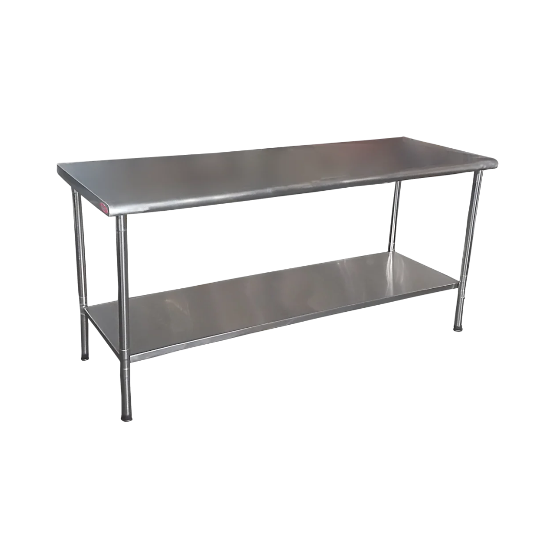 Mesa de Trabalho 190 x 70 Total Inox 430 Desmontável Prateleira Inferior Lisa Imeca