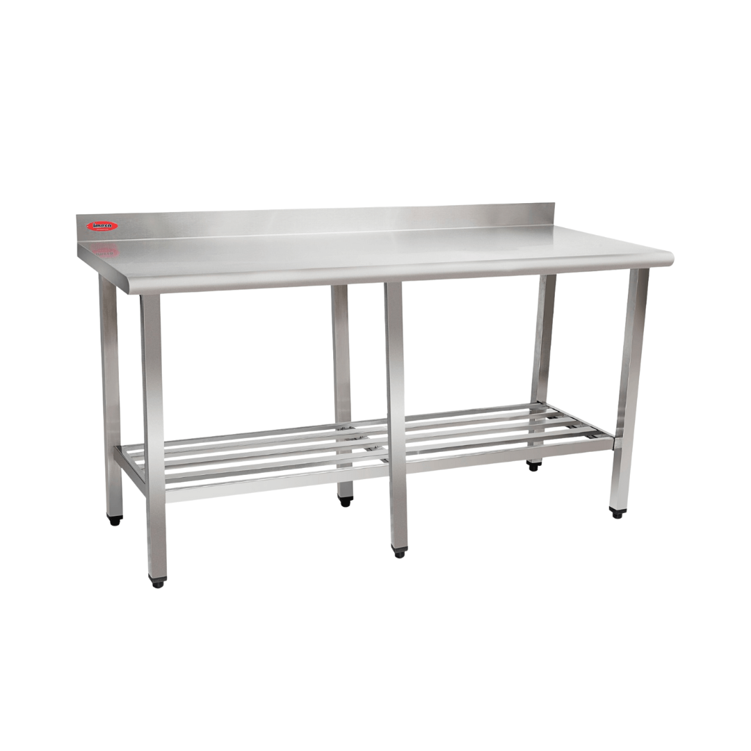 Mesa de Trabalho com Testeira Fixa 190 x 90 Total Inox 430 Imeca