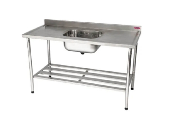Mesa Pia 140 x 68  com 1 Cuba 50 x 42 x 25 Total Inox 430 Imeca