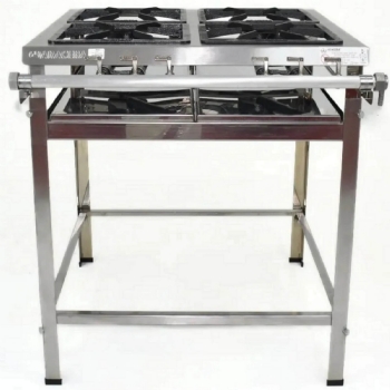 Fogão Industrial 4 Bocas 2 Simples 2 Duplas Aço Inox ACFI-6354 Baixa Pressão Araceba