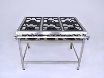 Fogão Industrial 6 Bocas 3 Simples 3 Duplas Aço Inox ACFI-6356 Baixa Pressão Araceba