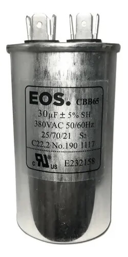Capacitor Ar-Condicionado 30 MFD C/Terminal simples 380v EOS