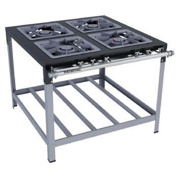 Fogão Industrial 4 Bocas Duplas 40x40 Baixa Pressão Stori Premium Metalmaq