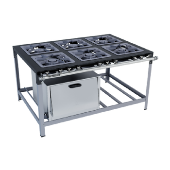 Fogão Industrial 6 Bocas Duplas com Forno 40x40 Baixa Pressão Stori Premium Metalmaq
