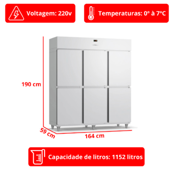 Geladeira Mini Câmara 6 Portas Resfriados MC6PR 220v Refrimate