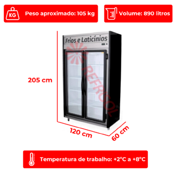 Expositor Refrigerado Frios e Laticínios 2 Portas 220v Chimafrio