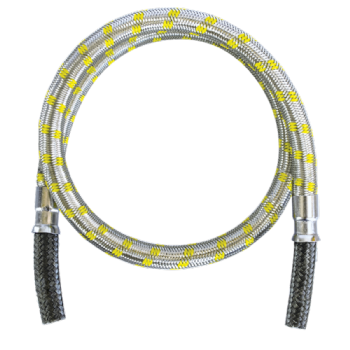 Mangueira de Gás Nitrílica 100 cm Flexível Trama de Aço Inox Ponta x Ponta Maqenge