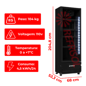 Refrigerador Vertical 393 Litros Porta de Vidro Full Black VRS13 110v Imbera