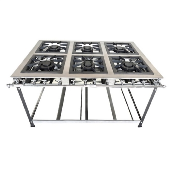 Fogão Industrial 6 Bocas Duplas 40 x 40 Perfil 8 Inox Baixa Pressão MR Fogões