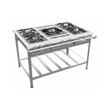 Fogão Industrial 5 Bocas Aço Inox ACFI-3005 Baixa Pressão Araceba
