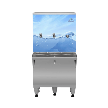 Bebedouro Industrial de Coluna 2 Torneiras 1 Jato Inox 100 Litros Adesivado 220v Frisbel