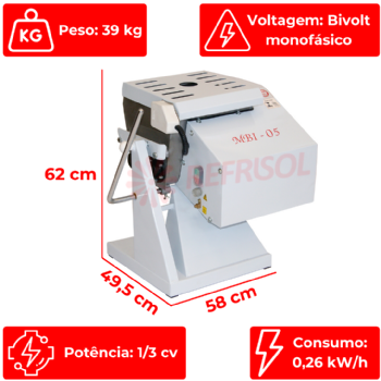 Amassadeira Semi Rápida 05 kg MBI 05 Bivolt Gastromaq