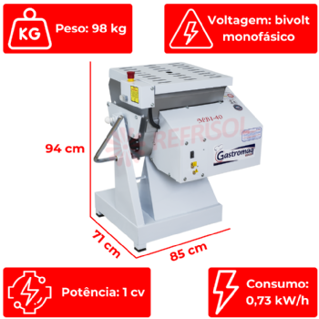 Amassadeira Semi Rápida 40 kg MBI 40 Bivolt Gastromaq