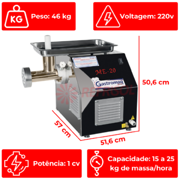 Extrusora de Massas ME 20 Inox 220v Gastromaq