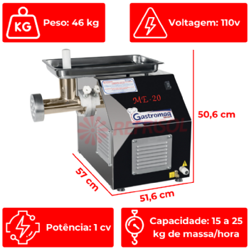 Extrusora de Massas ME 20 Inox 110v Gastromaq