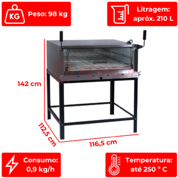 Forno Lastro Pedra Refratária FLG 950 PG Gás Inox Gastromaq