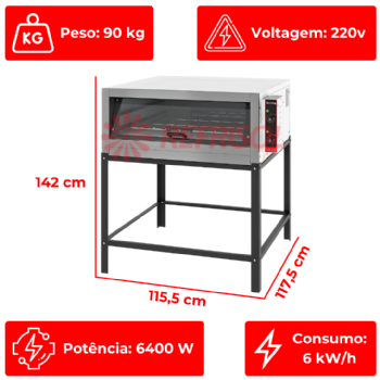 Forno Lastro Elétrico Com Porta Basculante FLE 950 PB 220v Inox Gastromaq