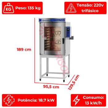Forno Turbo 10 Esteiras Elétrico FTE 10 Epóxi Trifásico 220v Gastromaq