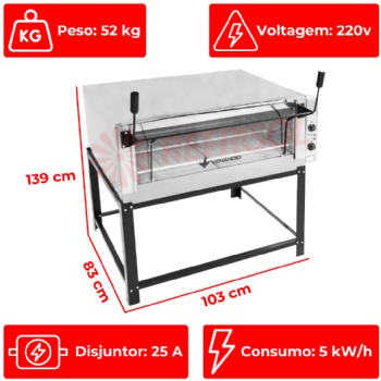 Forno Lastro Elétrico Roma 136 Litros FERI90 Venâncio