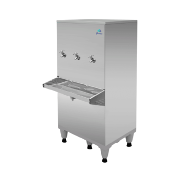 Bebedouro Industrial de Coluna 3 Torneiras Geladas 100 Litros Inox 110v Frisbel