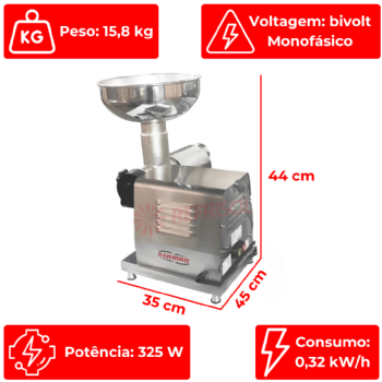 Despolpador Industrial De Tomate BM 73 Inox Bivolt Bermar