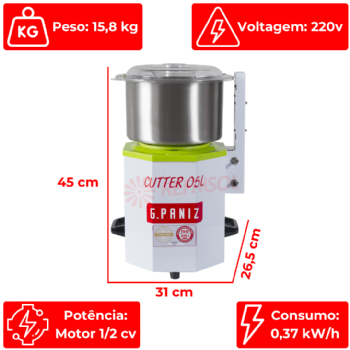 Cutter Processador De Alimentos Epóxi 05 Litros 220v G Paniz