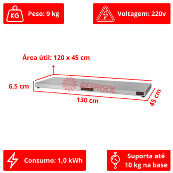 Pista Aquecida 130 cm PAM 1300 220v Metalcubas