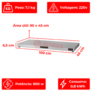 Pista Aquecida 100 cm PAM 1000 220v Metalcubas
