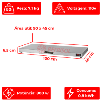 Pista Aquecida 100 cm PAM 1000 110v Metalcubas