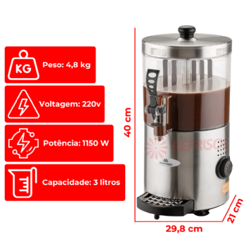 Chocolateira 3 Litros Pá Giratória 220v Marchesoni
