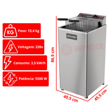Fritadeira Elétrica Água e Óleo 18 Litros 5500 W GFAO 18 P 220v Metalcubas