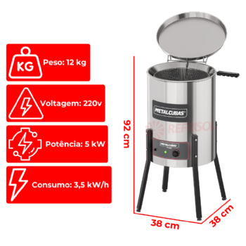 Fritadeira Tacho de Fritura Elétrico 38 Litros TFAO 40 CG 220v Metalcubas