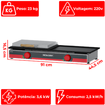Grill Elétrico 90 cm Com Prensa MGE 90 220v Metalcubas