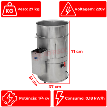 Descascador de Alho 06 kg DA 06 Inox 220v Metvisa
