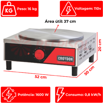 Panquequeira Elétrica Simples MPES 110v Croydon