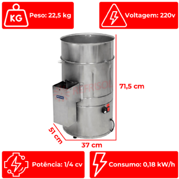 Descascador de Batata 6 kg DB 6 Inox 220v Metvisa