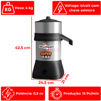 Extrator de Sucos EX Super 0,5 cv Inox Bivolt Skymsen