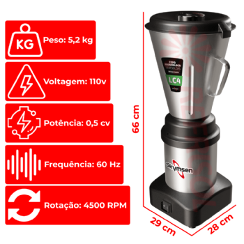 Liquidificador Comercial 04 Litros LC 04 Baixa Rotação 110v Skymsen