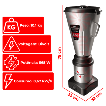 Liquidificador Comercial 08 Litros LS 08 Baixa Rotação Bivolt Skymsen