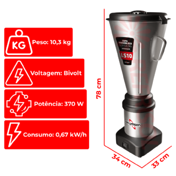 Liquidificador Comercial 10 Litros LS 10 Baixa Rotação Bivolt Skymsen