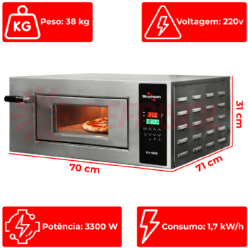 Forno Lastro Elétrico Digital Para Pizza FLP-400D 220v Skymsen