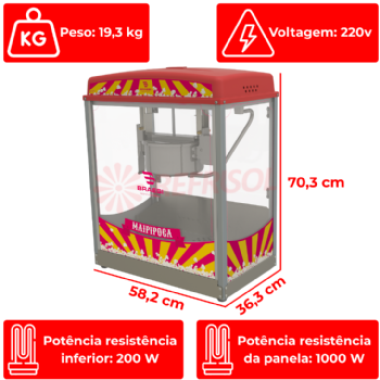 Máquina Pipoqueira BMP 150 Elétrica 220v Braesi