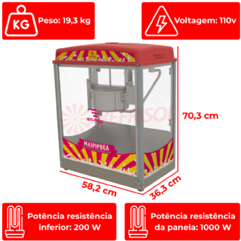Máquina Pipoqueira BMP 150 Elétrica 110v Braesi