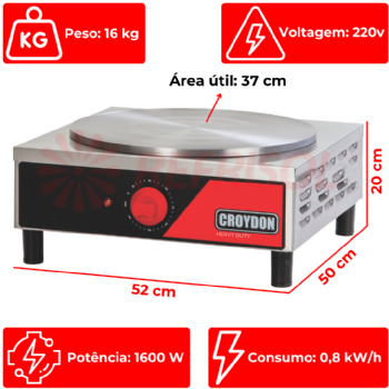 Panquequeira Elétrica Simples MPES 220v Croydon
