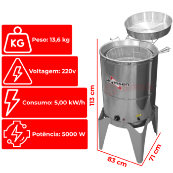 Fritadeira Água e Óleo 24 Litros 5000 W FC Inox 220v Skymsen